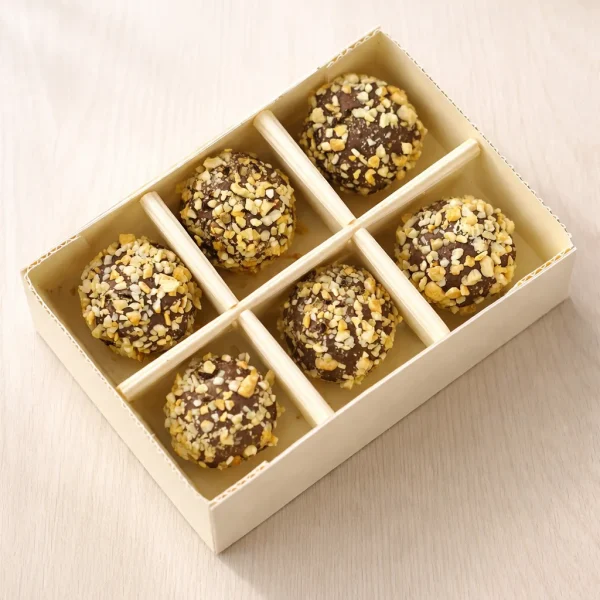 Truffles with strawberry praline